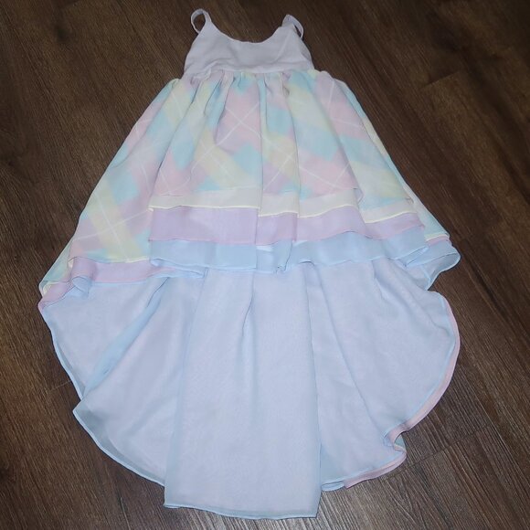 NWT Pleiades Designs Spring Plaid Chiffon Hi Lo Dress Pastel Argyle Plaid sz 2T - Picture 2 of 6